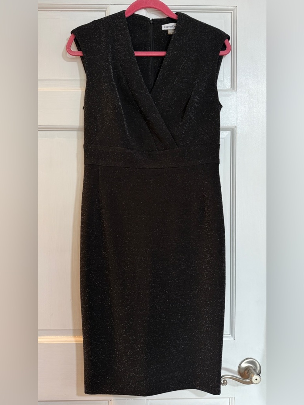Calvin Klein Black Sparkle Midi Sheath Dress